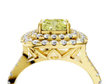 Yellow gold Double Halo Fancy Yellow Cushion  Cut Pave Split Shank Prong Set Ring_19