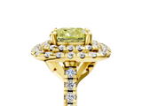 Yellow gold Double Halo Fancy Yellow Cushion  Diamond Pave Band with Four-Prong Setting_48