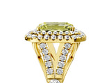 Yellow gold Double Halo Fancy Yellow Emerald Cut Diamond Split Shank Engagement Ring with Four-Prong Setting_8