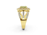Yellow gold Double Halo Fancy Yellow Emerald Cut Diamond Split Shank Pave Set Ring_5