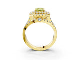 Yellow gold Double Halo Fancy Yellow Emerald Cut Diamond Split Shank Pave Set Ring_6