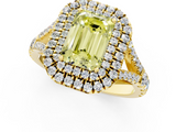 Yellow gold Double Halo Fancy Yellow Emerald  Cut Diamond Split Shank Ring with Four Prong Setting_29