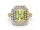 Yellow gold Double Halo Fancy Yellow Emerald  Cut Pave Split Shank Prong Set Ring_15
