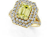 Yellow gold Double Halo Fancy Yellow Emerald  Cut Pave Split Shank Prong Set Ring_16
