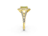 Yellow gold Double Halo Fancy Yellow Emerald  Cut Pave Split Shank Prong Set Ring_17
