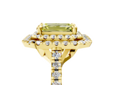Yellow gold Double Halo Fancy Yellow Emerald  Diamond Pave Band with Four-Prong Setting_48