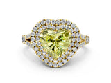 Yellow gold Double Halo Fancy Yellow Heart -Shaped Split Shank Diamond Ring with Prong Setting_15