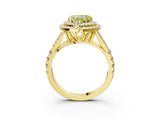 Yellow gold Double Halo Fancy Yellow Heart -Shaped Split Shank Diamond Ring with Prong Setting_18