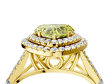 Yellow gold Double Halo Fancy Yellow Heart -Shaped Split Shank Diamond Ring with Prong Setting_19