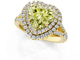 Yellow gold Double Halo Fancy Yellow Heart Cut Diamond Split Shank Engagement Ring with Four-Prong Setting_4