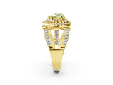 Yellow gold Double Halo Fancy Yellow Heart Cut Diamond Split Shank Pave Set Ring_5