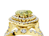 Yellow gold Double Halo Fancy Yellow Heart Cut Diamond Split Shank Pave Set Ring_7
