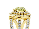 Yellow gold Double Halo Fancy Yellow Heart Cut Diamond Split Shank Pave Set Ring_8