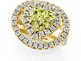 Yellow gold Double Halo Fancy Yellow Heart Cut Diamond Split Shank Prong Setting Ring_1