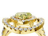 Yellow gold Double Halo Fancy Yellow Heart Cut Diamond Split Shank Prong Setting Ring_4