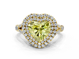Yellow gold Double Halo Fancy Yellow Heart  Cut Diamond Split Shank Ring with Four Prong Setting_20