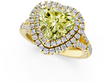 Yellow gold Double Halo Fancy Yellow Heart  Cut Diamond Split Shank Ring with Four Prong Setting_21