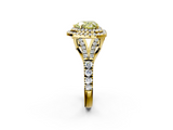 Yellow gold Double Halo Fancy Yellow Heart  Cut Diamond Split Shank Ring with Four Prong Setting_22
