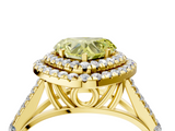 Yellow gold Double Halo Fancy Yellow Heart  Cut Diamond Split Shank Ring with Four Prong Setting_24