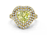 Yellow gold Double Halo Fancy Yellow Heart  Cut Pave Split Shank Prong Set Ring_15
