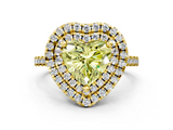Yellow gold Double Halo Fancy Yellow Heart  Diamond Pave Band with Four-Prong Setting_43
