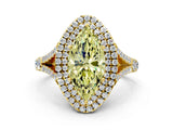 Yellow gold Double Halo Fancy Yellow Marquise Cut Diamond Split Shank Engagement Ring with Four-Prong Setting_3