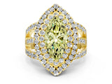 Yellow gold Double Halo Fancy Yellow Marquise Cut Diamond Split Shank Pave Set Ring_3