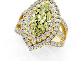Yellow gold Double Halo Fancy Yellow Marquise Cut Diamond Split Shank Pave Set Ring_4