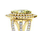 Yellow gold Double Halo Fancy Yellow Marquise Cut Diamond Split Shank Pave Set Ring_8