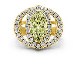 Yellow gold Double Halo Fancy Yellow Marquise Cut Diamond Split Shank Prong Setting Ring