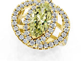 Yellow gold Double Halo Fancy Yellow Marquise Cut Diamond Split Shank Prong Setting Ring_1