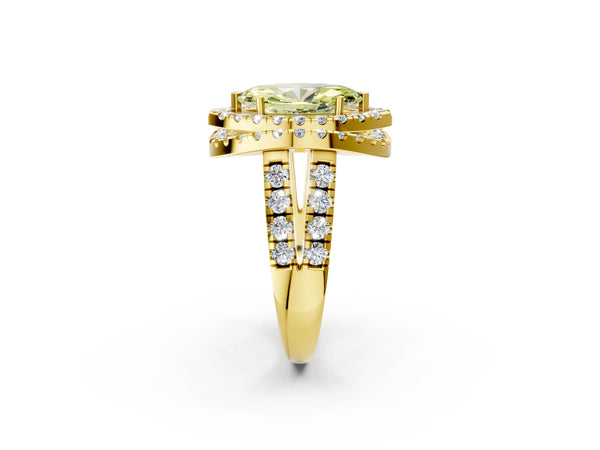Yellow Gold Marquise Halo Engagement Ring Setting for Fancy Yellow Center - Design RJ-762