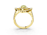 Yellow gold Double Halo Fancy Yellow Marquise Cut Diamond Split Shank Prong Setting Ring_3