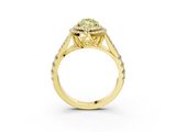 Yellow gold Double Halo Fancy Yellow Marquise  Cut Diamond Split Shank Ring with Four Prong Setting_3