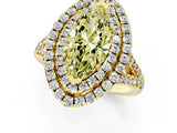 Yellow gold Double Halo Fancy Yellow Marquise  Cut Pave Split Shank Prong Set Ring_16