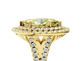 Yellow gold Double Halo Fancy Yellow Marquise  Cut Pave Split Shank Prong Set Ring_20