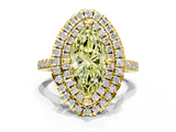 Yellow gold Double Halo Fancy Yellow Marquise  Diamond Pave Band with Four-Prong Setting_14