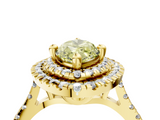 Yellow gold Double Halo Fancy Yellow Marquise  Diamond Pave Band with Four-Prong Setting_18