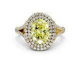 Yellow gold Double Halo Fancy Yellow Oval -Shaped Split Shank Diamond Ring with Prong Setting_15