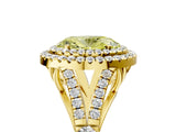 Yellow gold Double Halo Fancy Yellow Oval -Shaped Split Shank Diamond Ring with Prong Setting_20
