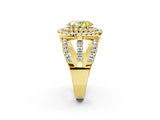 Yellow gold Double Halo Fancy Yellow Oval Cut Diamond Split Shank Pave Set Ring_5