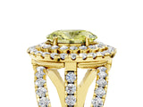 Yellow gold Double Halo Fancy Yellow Oval Cut Diamond Split Shank Pave Set Ring_8