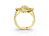 Yellow gold Double Halo Fancy Yellow Oval Cut Diamond Split Shank Prong Setting Ring_3