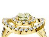 Yellow gold Double Halo Fancy Yellow Oval Cut Diamond Split Shank Prong Setting Ring_4