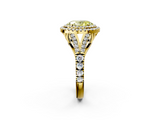 Yellow gold Double Halo Fancy Yellow Oval  Cut Diamond Split Shank Ring with Four Prong Setting_22