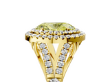 Yellow gold Double Halo Fancy Yellow Oval  Cut Diamond Split Shank Ring with Four Prong Setting_25