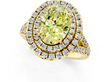 Yellow gold Double Halo Fancy Yellow Oval  Cut Pave Split Shank Prong Set Ring_16