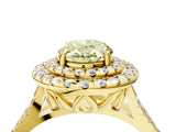 Yellow gold Double Halo Fancy Yellow Oval  Cut Pave Split Shank Prong Set Ring_19