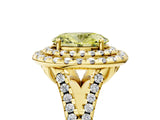 Yellow gold Double Halo Fancy Yellow Oval  Cut Pave Split Shank Prong Set Ring_20