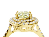 Yellow gold Double Halo Fancy Yellow Oval  Diamond Pave Band with Four-Prong Setting_42